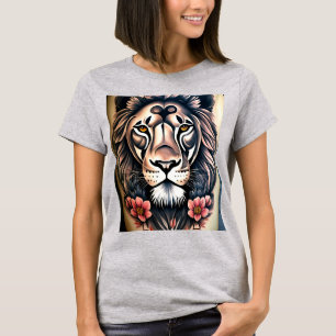 Diseño de camiseta de vidrio templado de león geom