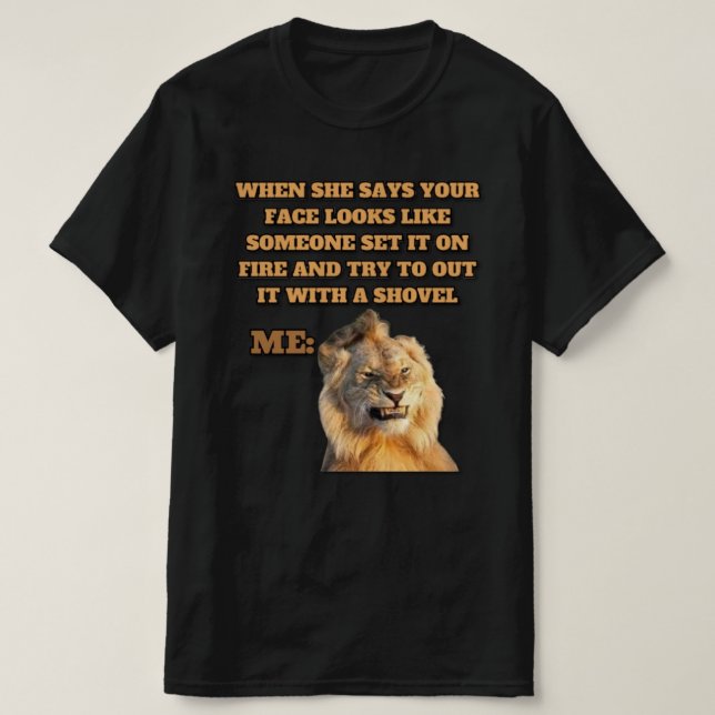 Diseño de camiseta divertida del meme del león (Diseño del anverso)