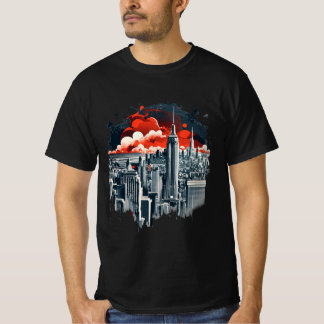 Diseño de camiseta en el horizonte de Manhattan en