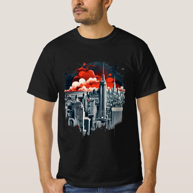 Diseño de camiseta en el horizonte de Manhattan en (Anverso)