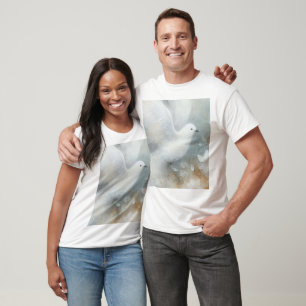 Diseño de camiseta floral de paloma de boda