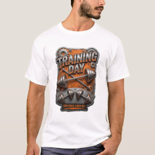 Diseño de camiseta icónica naranja TRAINING DAY