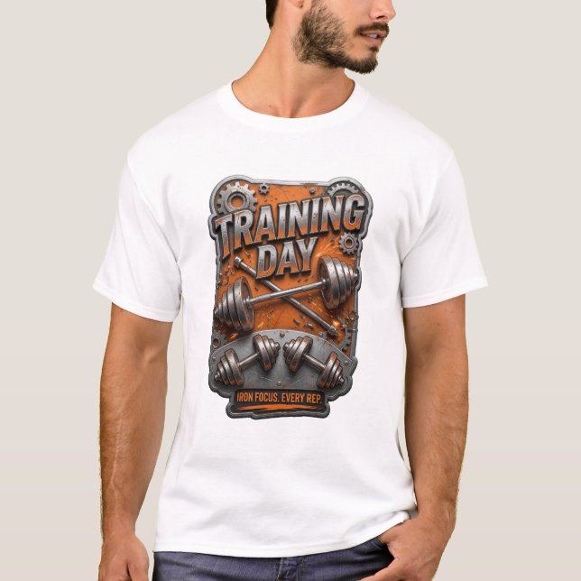 Diseño de camiseta icónica naranja TRAINING DAY (Anverso)