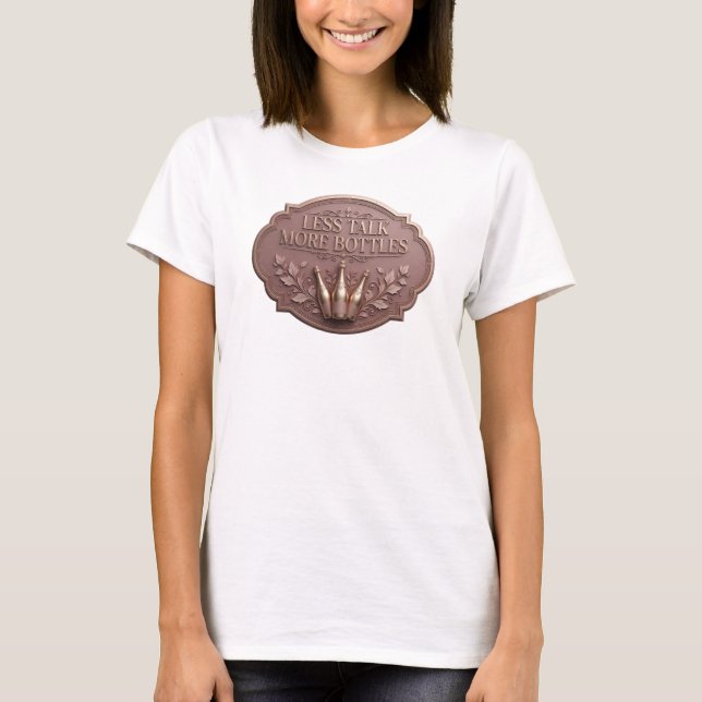 Diseño de camiseta icónica rosa LESS TALK MORE BOT (Anverso)