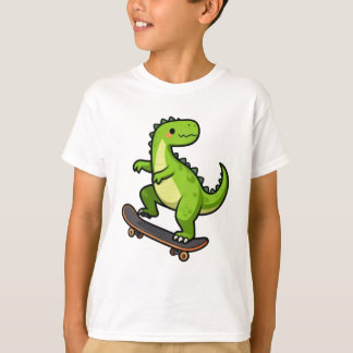 Diseño de camiseta para niños de dinosaurio skateb