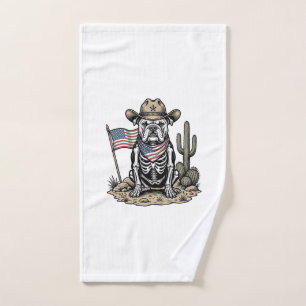 Diseño de camiseta patriota de perro esqueleto vaq