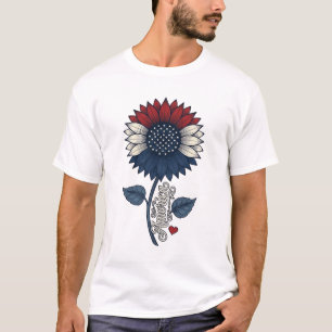 Diseño de camiseta patriótica de girasol Vintage A