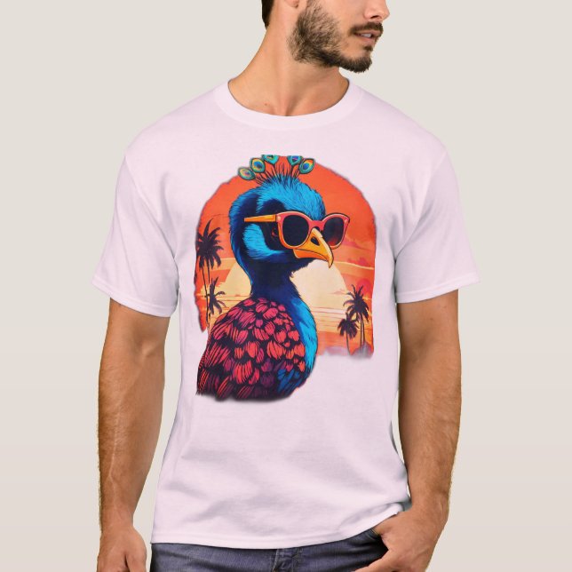 Diseño de camiseta retro-pavo real: distancia de p (Anverso)