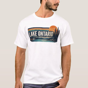 Diseño de camiseta retro vintage del lago Ontario