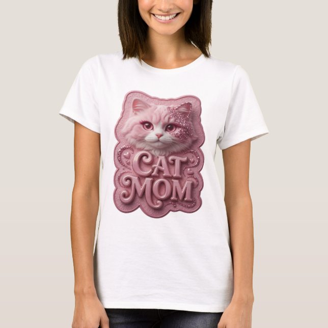 Diseño de camiseta rosa Snappy CAT MOM (Anverso)