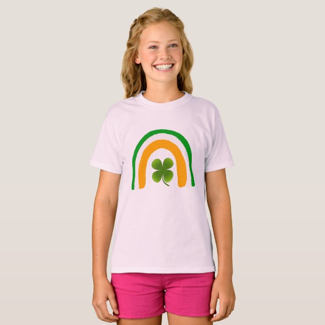 Diseño de camiseta Shamrock Clover con arcoiris de (Anverso completo)