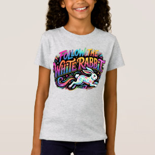 Diseño de camiseta Sigue al Conejo Blanco