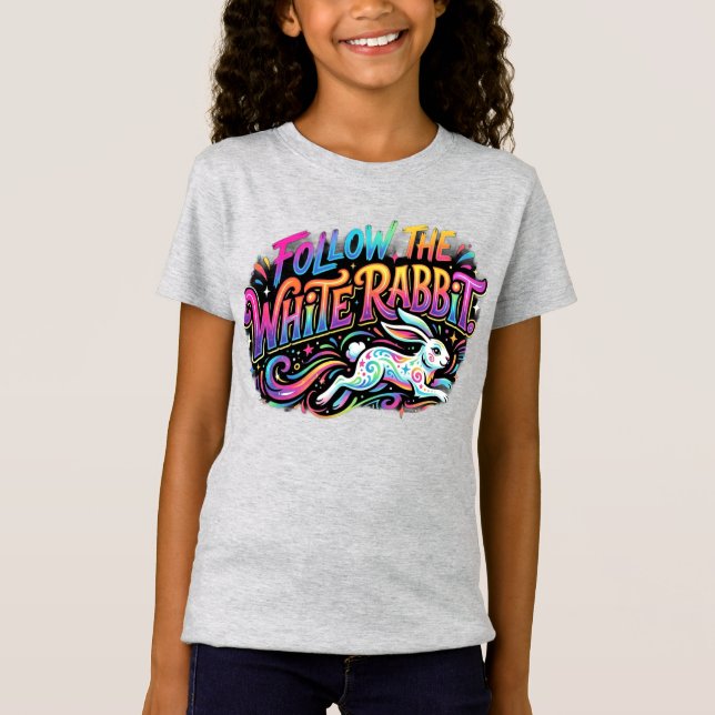 Diseño de camiseta Sigue al Conejo Blanco (Anverso)
