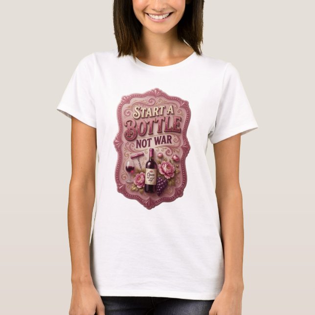 Diseño de camiseta Snappy Gold START A BOTTLE NOT  (Anverso)