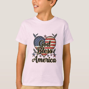 Diseño de camiseta Tierra de libres, Dios bendito 