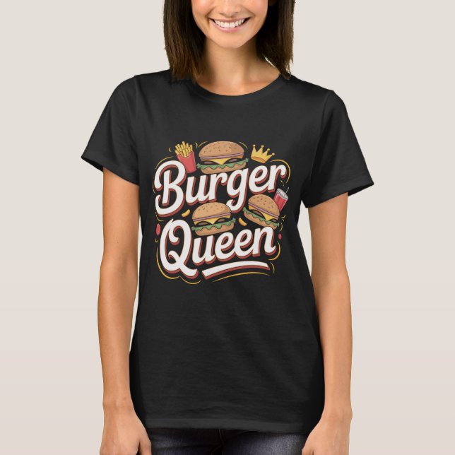 Diseño de camiseta tipográfica Burger Queen (Anverso)