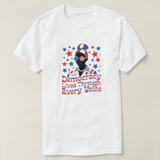 Diseño de camiseta tipográfica Democracy Matters