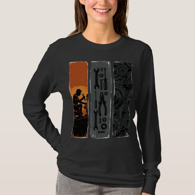 Diseño de camiseta tríptico de herramientas de mec (Anverso)