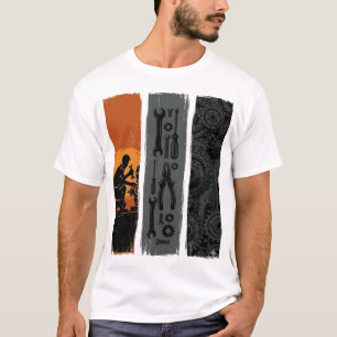 Diseño de camiseta tríptico de herramientas de mec