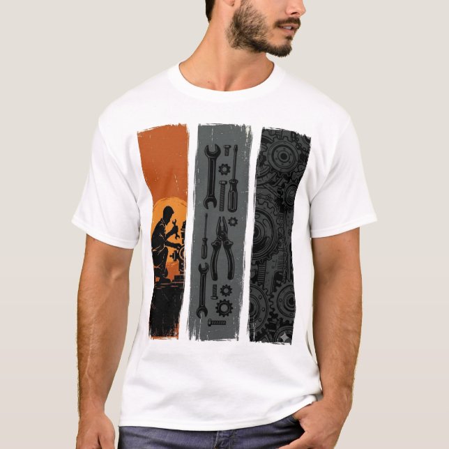 Diseño de camiseta tríptico de herramientas de mec (Anverso)