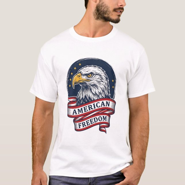 Diseño de camiseta vectorial con cinta patriótica  (Anverso)