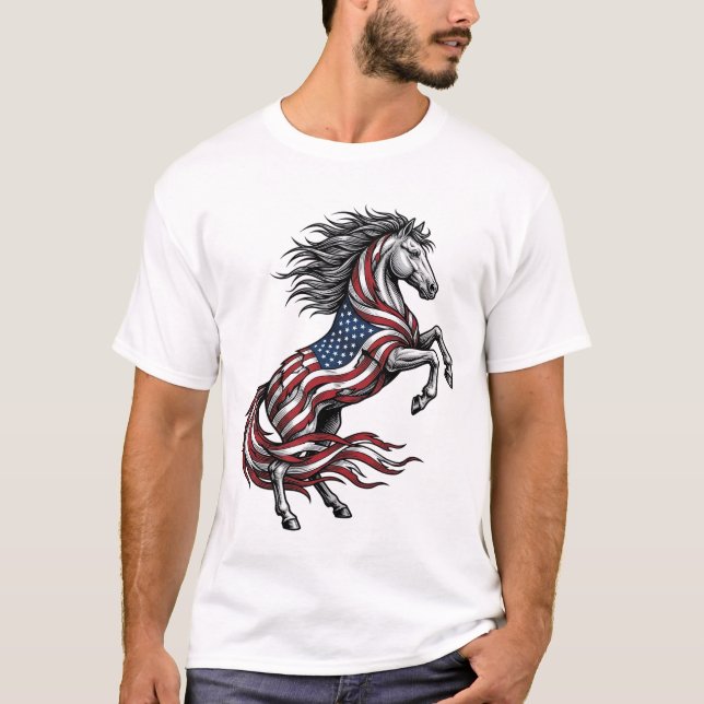 Diseño de camiseta vectorial de caballo encabritad (Anverso)