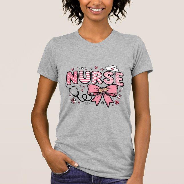Diseño de camiseta vectorial de enfermera linda co (Anverso)