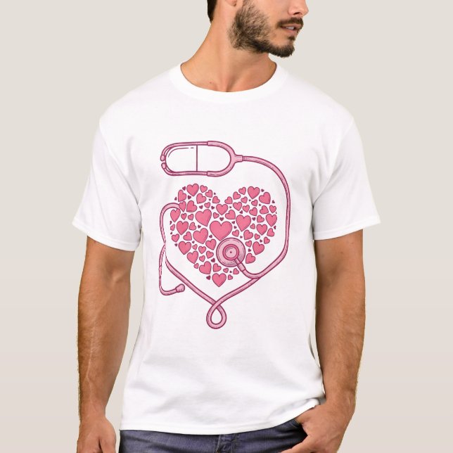 Diseño de camiseta vectorial de estetoscopio de co (Anverso)