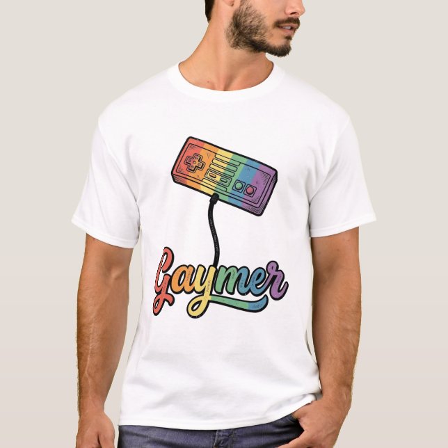Diseño de camiseta vectorial de Gaymer Rainbow Gam (Anverso)