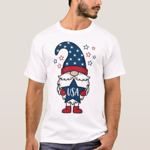 Diseño de camiseta vectorial de gnomo patriótico U