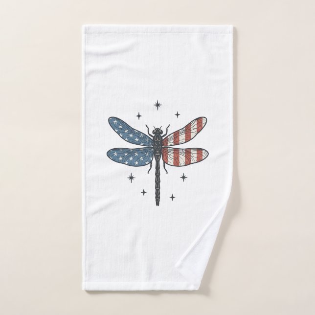 Diseño de camiseta vectorial de libélula patriótic (Toalla de mano)