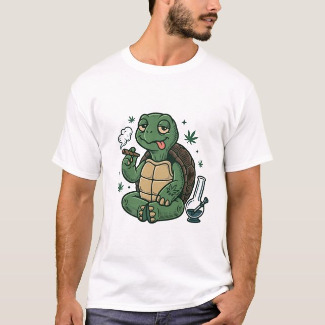 Diseño de camiseta vectorial de tortuga Stoner Vin (Anverso)