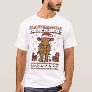 Diseño de camiseta vectorial de vaca de Navidad vi