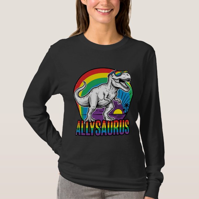 Diseño de camiseta vintage de dinosaurio arcoíris  (Anverso)
