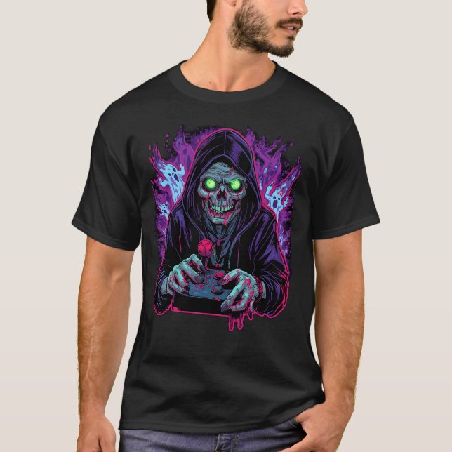 Diseño de camiseta Zombie Gamer de Halloween con N (Anverso)