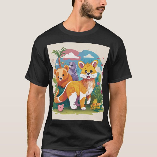 Diseño de camisetas animales para niños juguetones (Anverso)