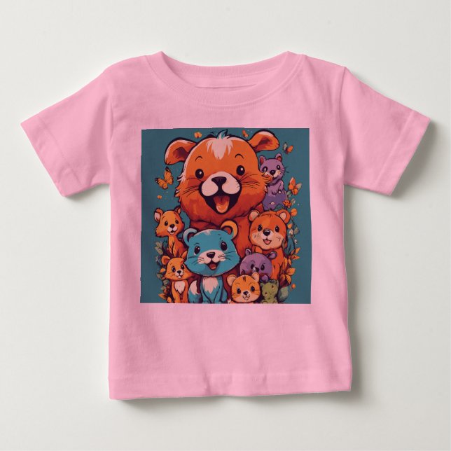 Diseño de camisetas animales para niños juguetones (Anverso)