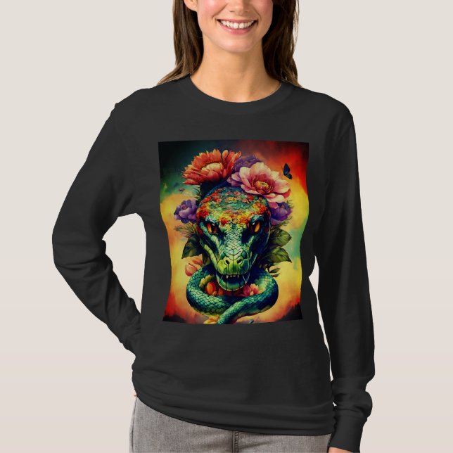 Diseño de camisetas con cabeza de serpiente. (Anverso)
