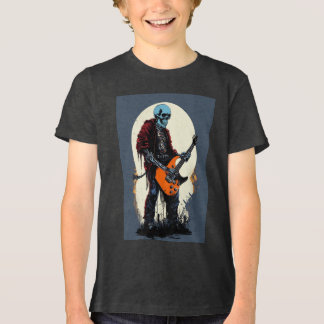 Diseño de camisetas con cráneo rock y rollo