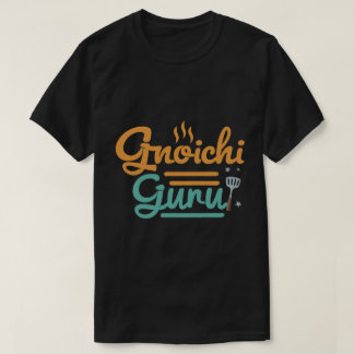 Diseño de camisetas con el texto "Gnocchi Guru".