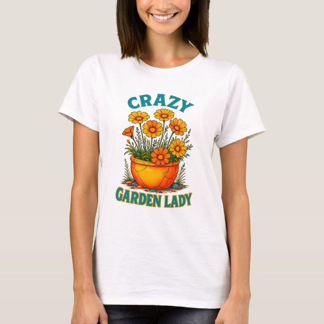 Diseño de camisetas Crazy Garden Lady (Anverso)