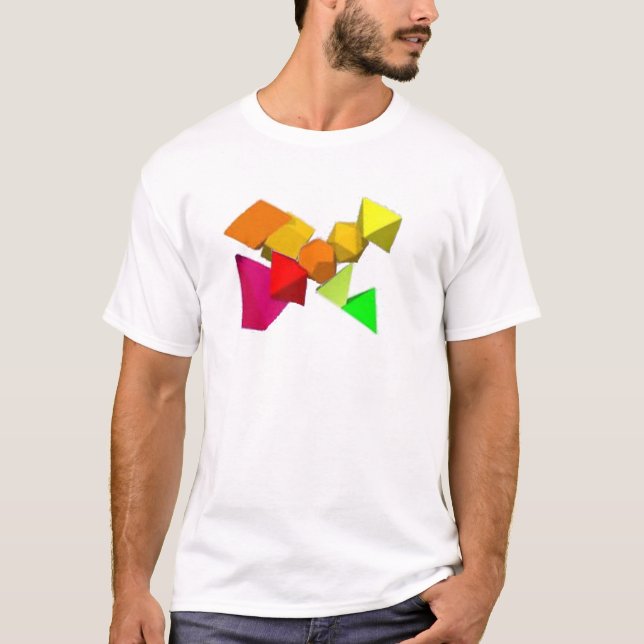 Diseño de camisetas cruzadas con formas geométrica (Anverso)