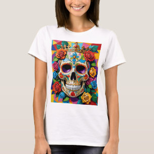 Diseño de camisetas de arte de azucar con flores y