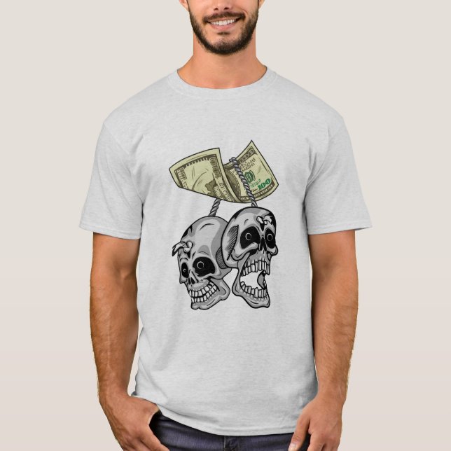 diseño de camisetas de cráneo de dinero, imagen HD (Anverso)