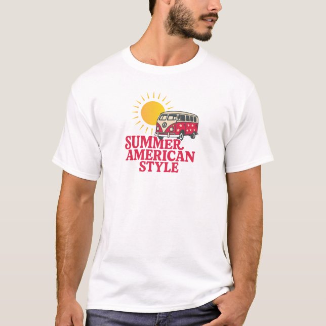 Diseño de camisetas de estilo veraniego americano  (Anverso)