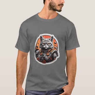 diseño de camisetas de gatos guerreros Ropa retro