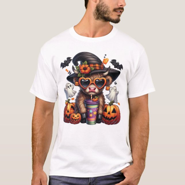 Diseño de camisetas de Halloween para la vaca en l (Anverso)