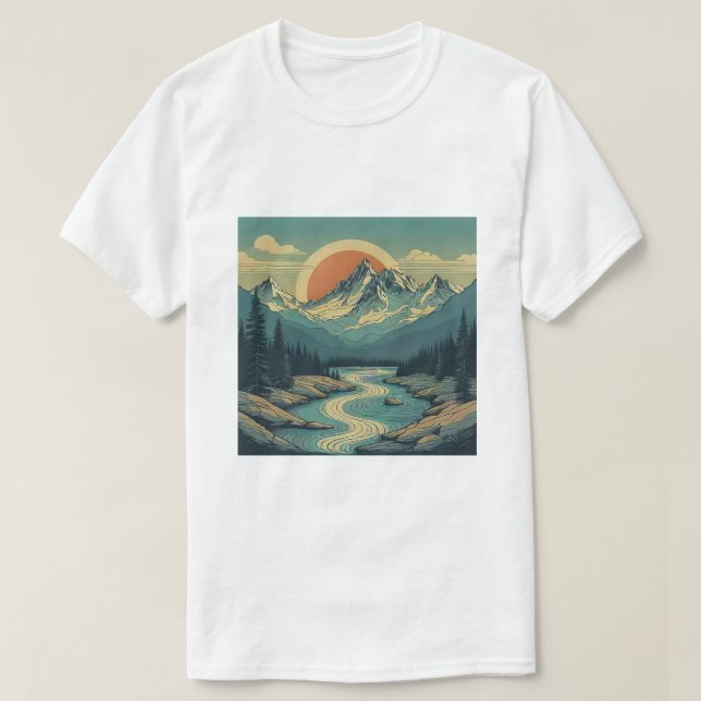 Diseño de camisetas de la montaña Sunset (Diseño del anverso)