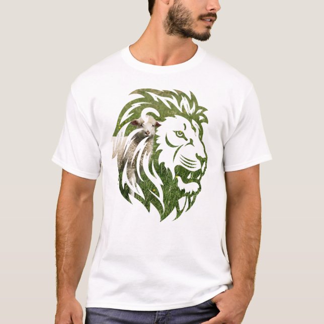 Diseño de camisetas de león y cordero (Anverso)