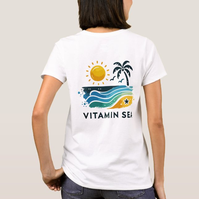 Diseño de camisetas de playa - Mujer con subtítulo (Reverso)